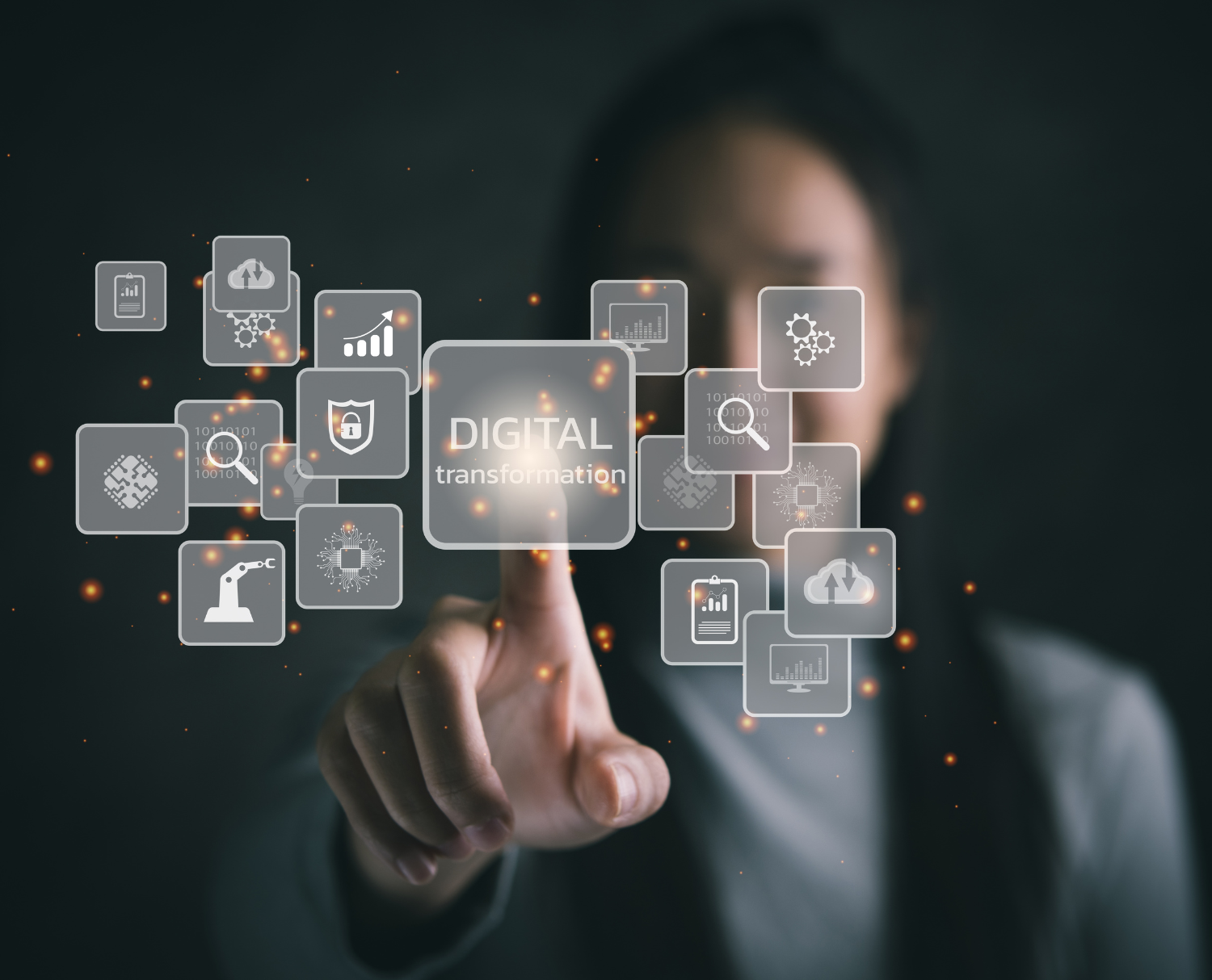 Abstract digital interface representing innovation in bank marketing technology